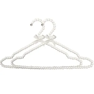 10 Pack Pearl Beads Metal Elegant Clothes Hangers Standard Hangers (Style A Whit