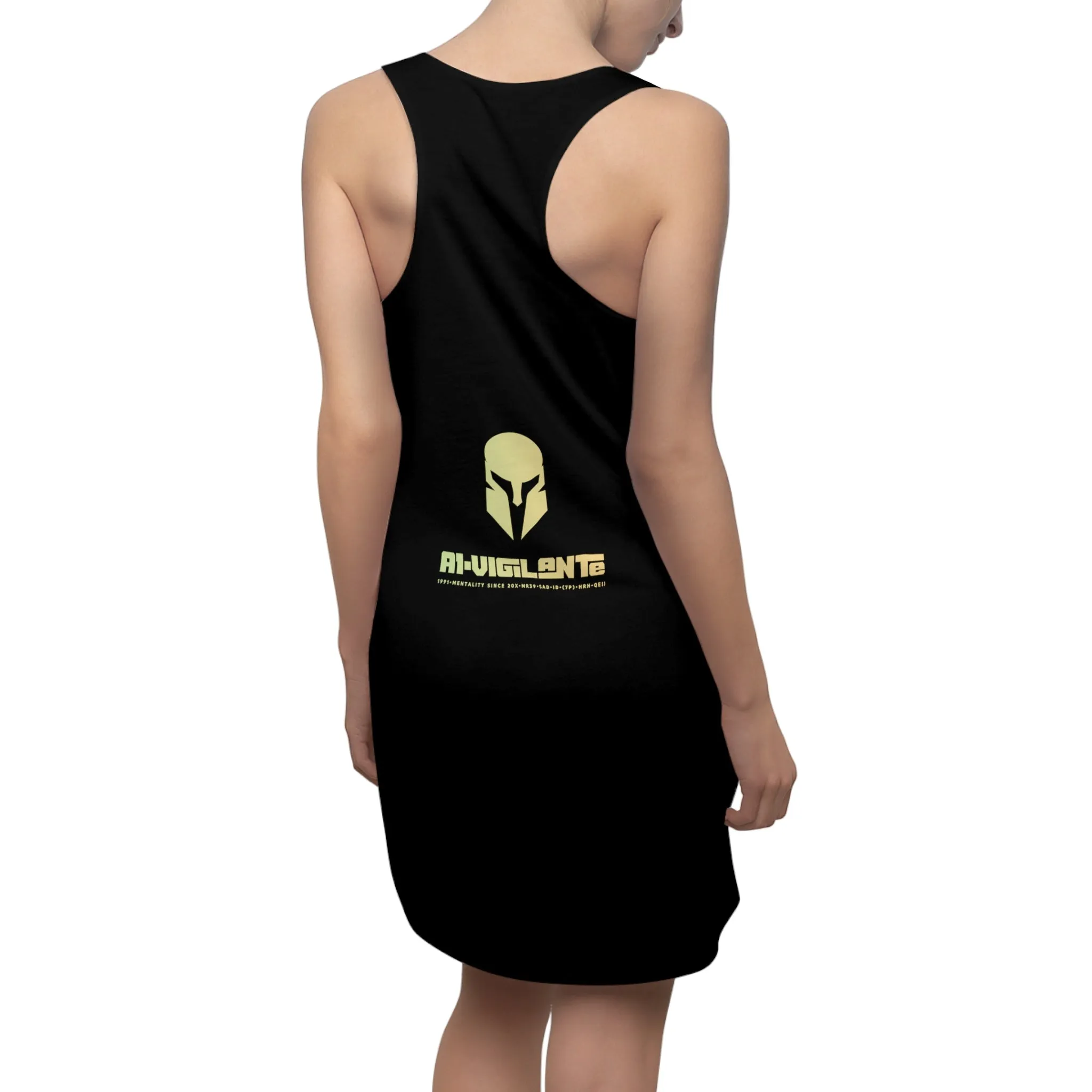 A1-Vigilante Sparta  Women's Cut & Sew Racerback Dress (AOP)