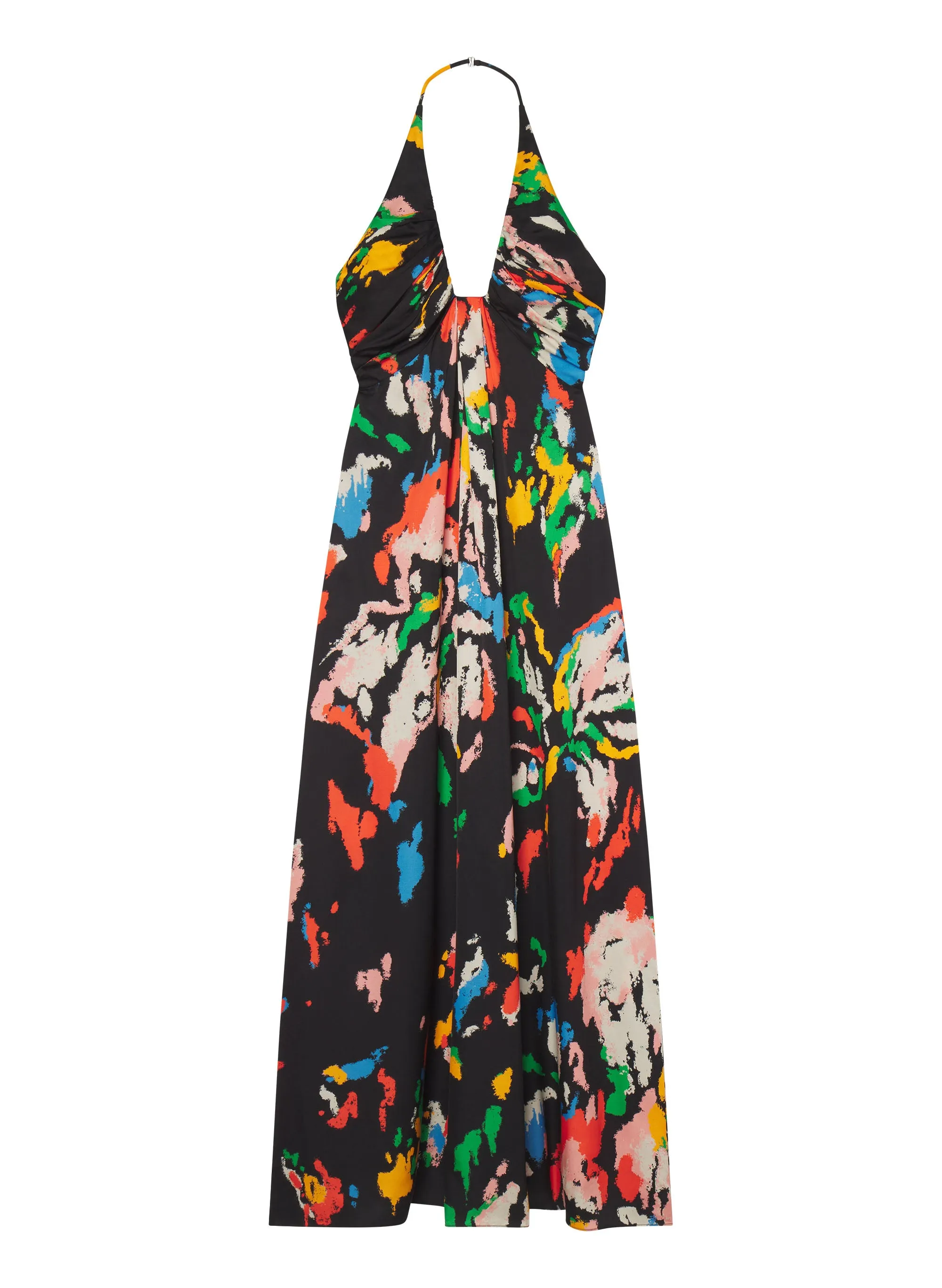 Al Printed Satin Halter Gown