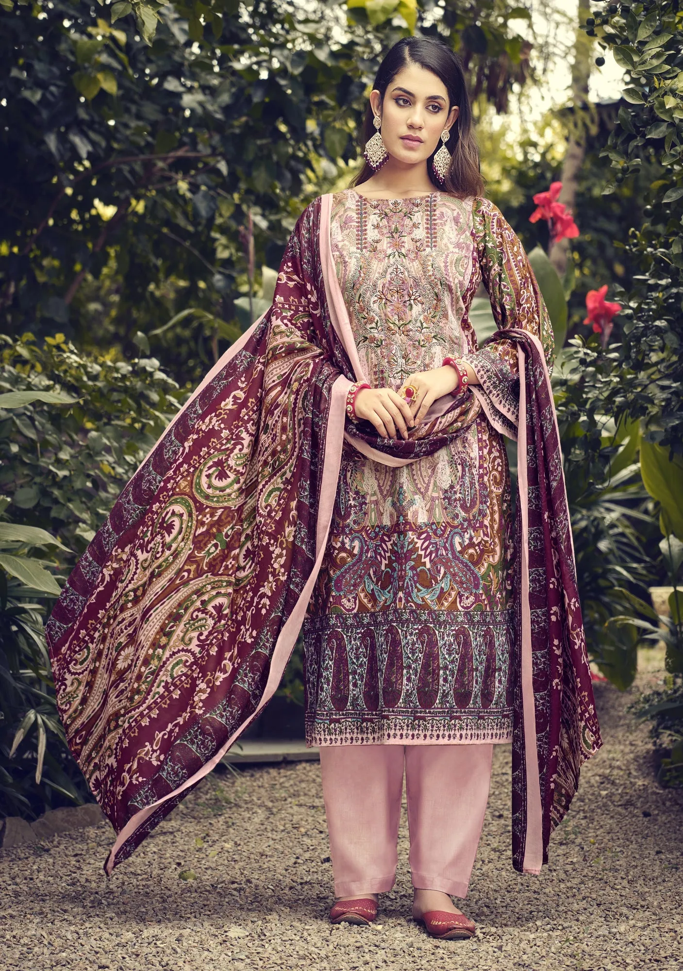 Ambarlyn Casual Cotton Salwar Kameez - Karachi Ethnic Printed Embroidered Indian Dress
