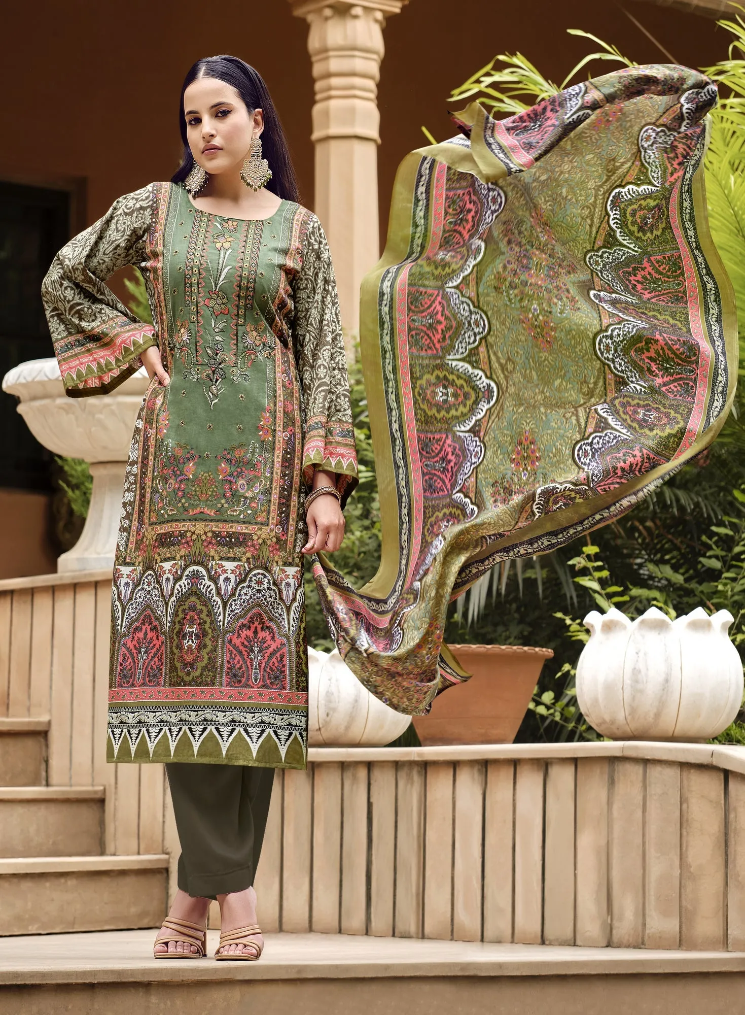 Ambarlyn Casual Cotton Salwar Kameez - Karachi Ethnic Printed Embroidered Indian Dress