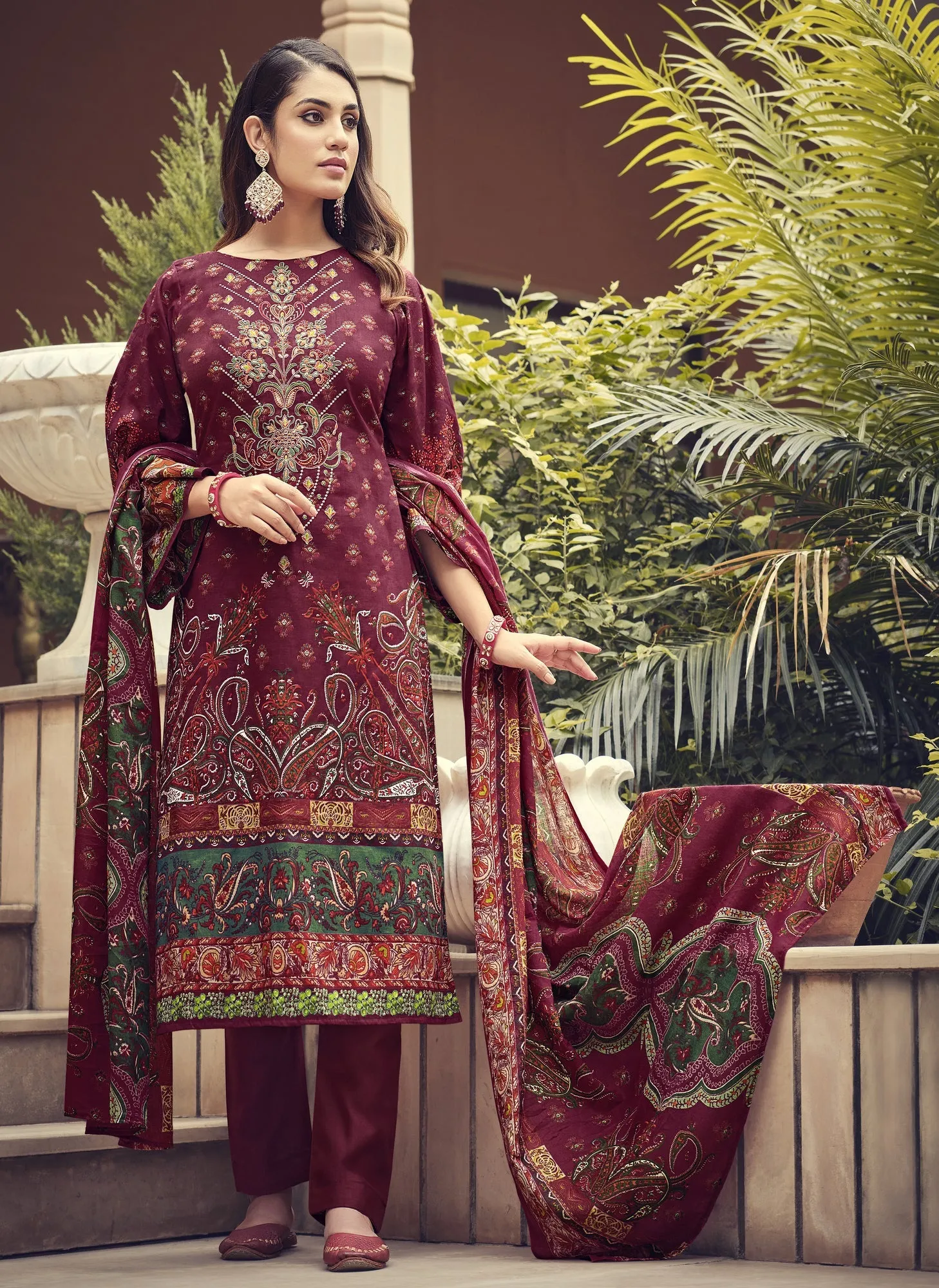 Ambarlyn Casual Cotton Salwar Kameez - Karachi Ethnic Printed Embroidered Indian Dress