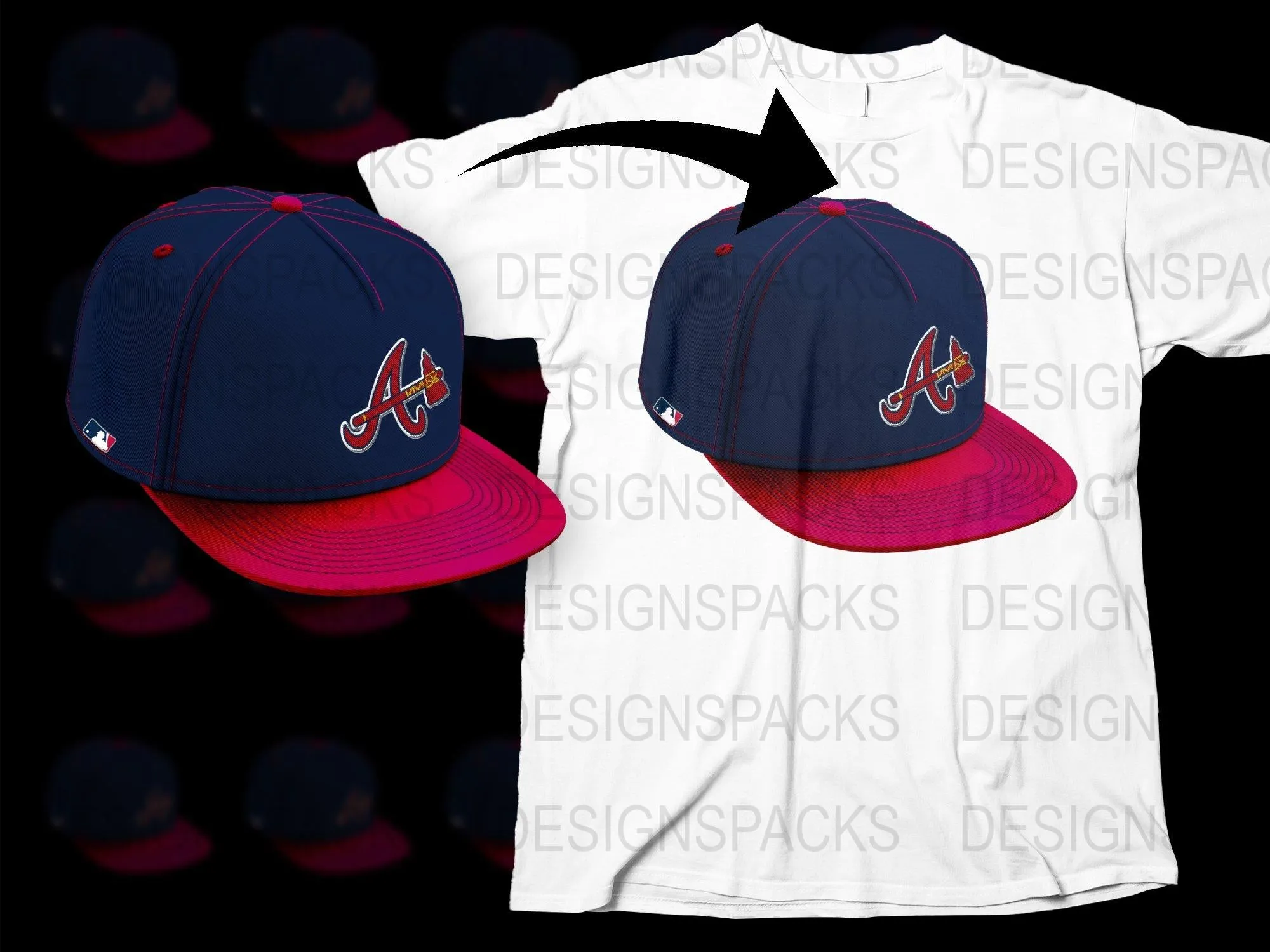 Atlanta Braves Logo on Blue and Red Png Digital Download
