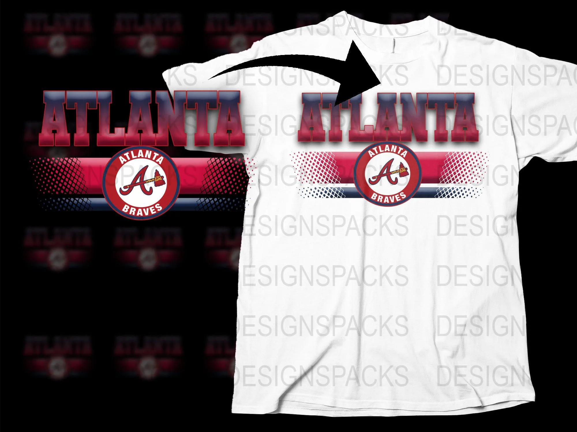 Atlanta Braves Retro Style Graphic Png Digital Download