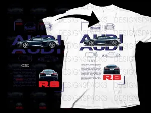 Audi R8 Car Blueprint Design Graphic Print Png Digital Download