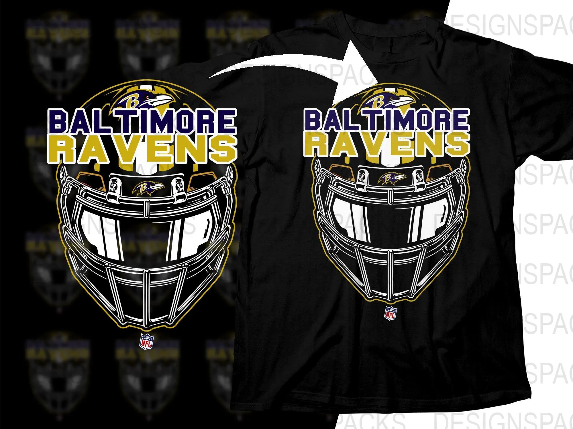 Baltimore Ravens Helmet NFL Team Design Png Digital Download