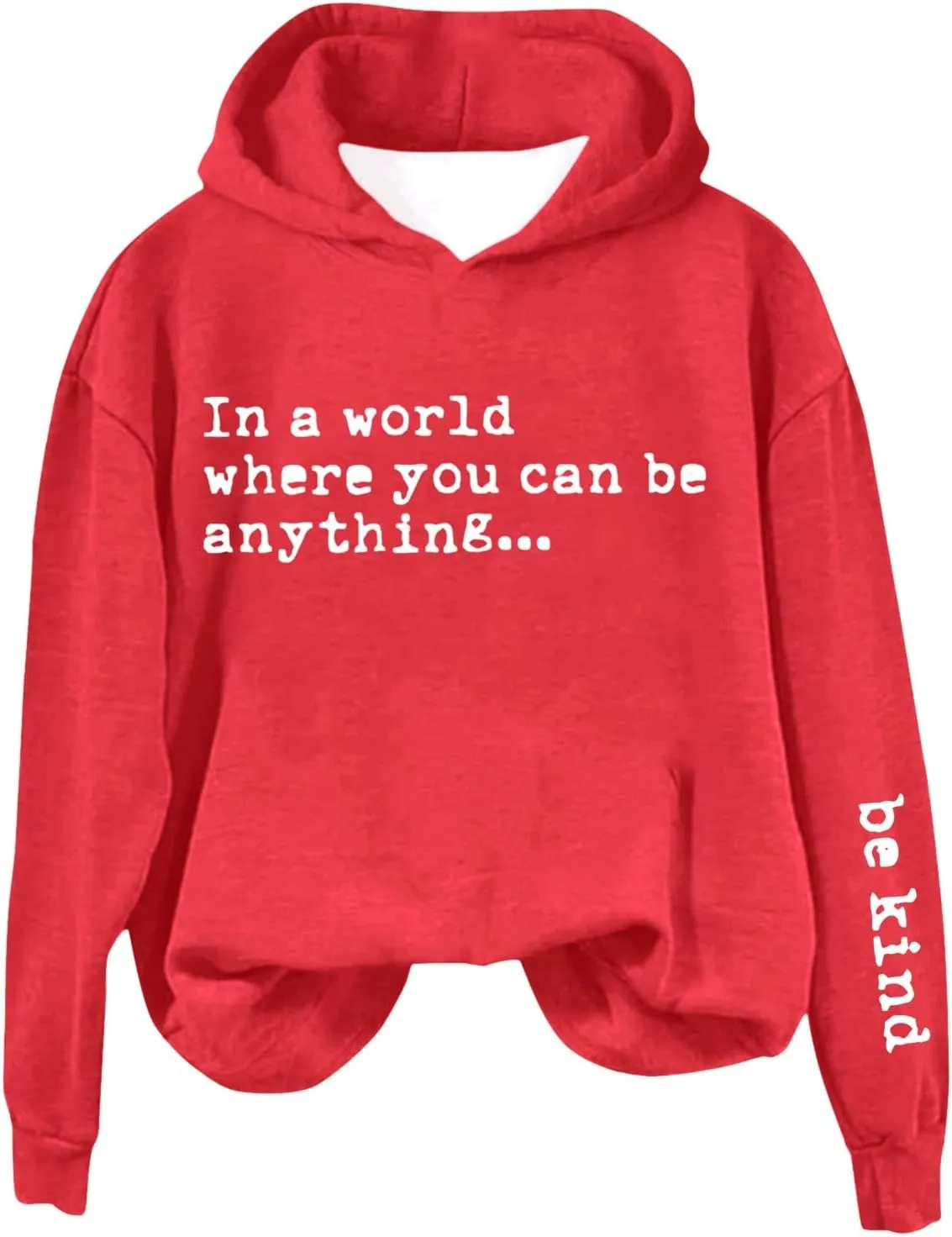 Be Kind Hoodies for Women Letter Print Funny Lightweight Sweatshirts Casual Long Sleeve Hood Top Streetwear Pullover