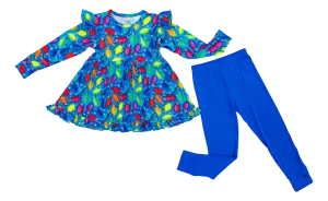 Birdie Bean Christmas Holiday Lights Lucas Peplum Set