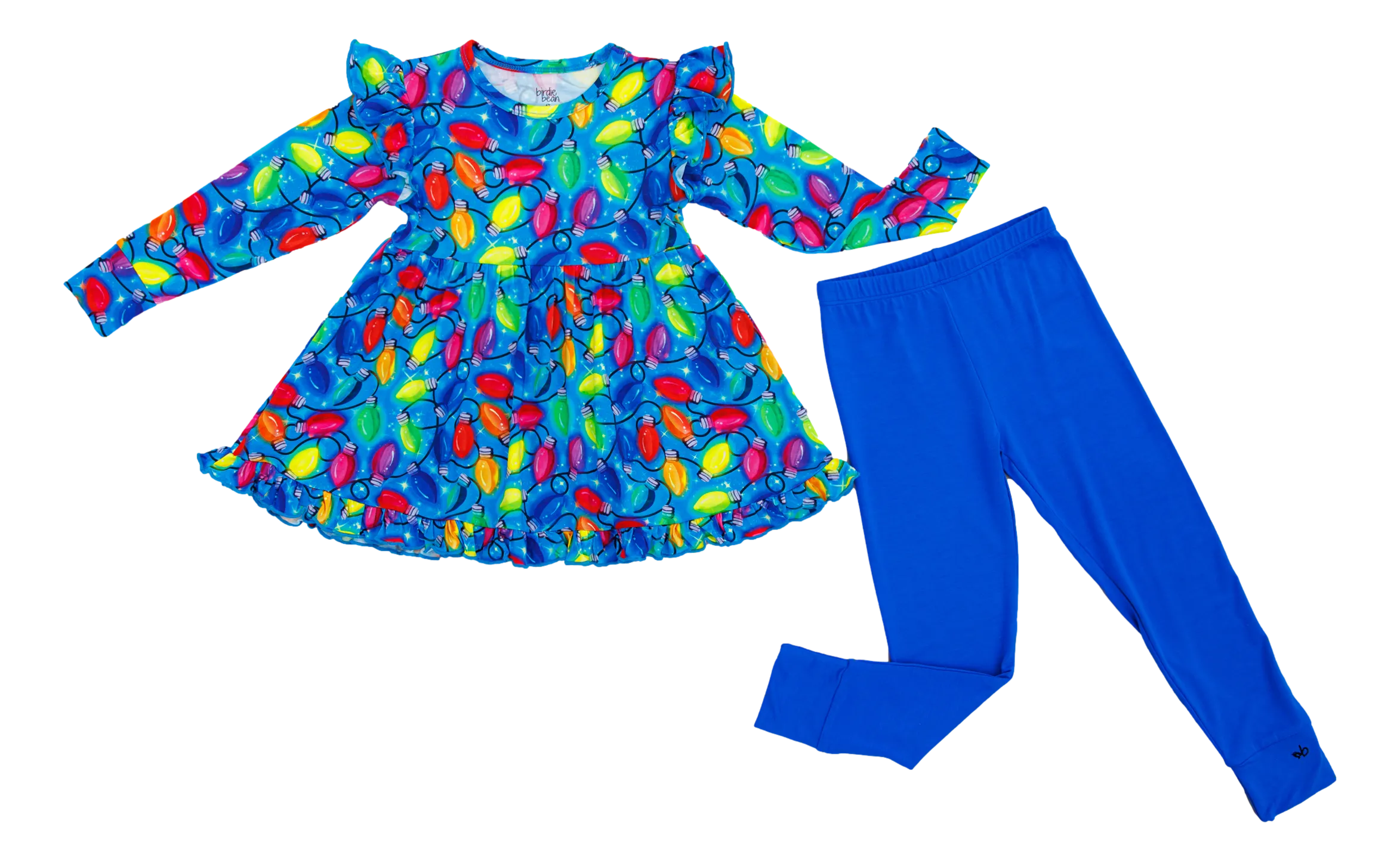 Birdie Bean Christmas Holiday Lights Lucas Peplum Set
