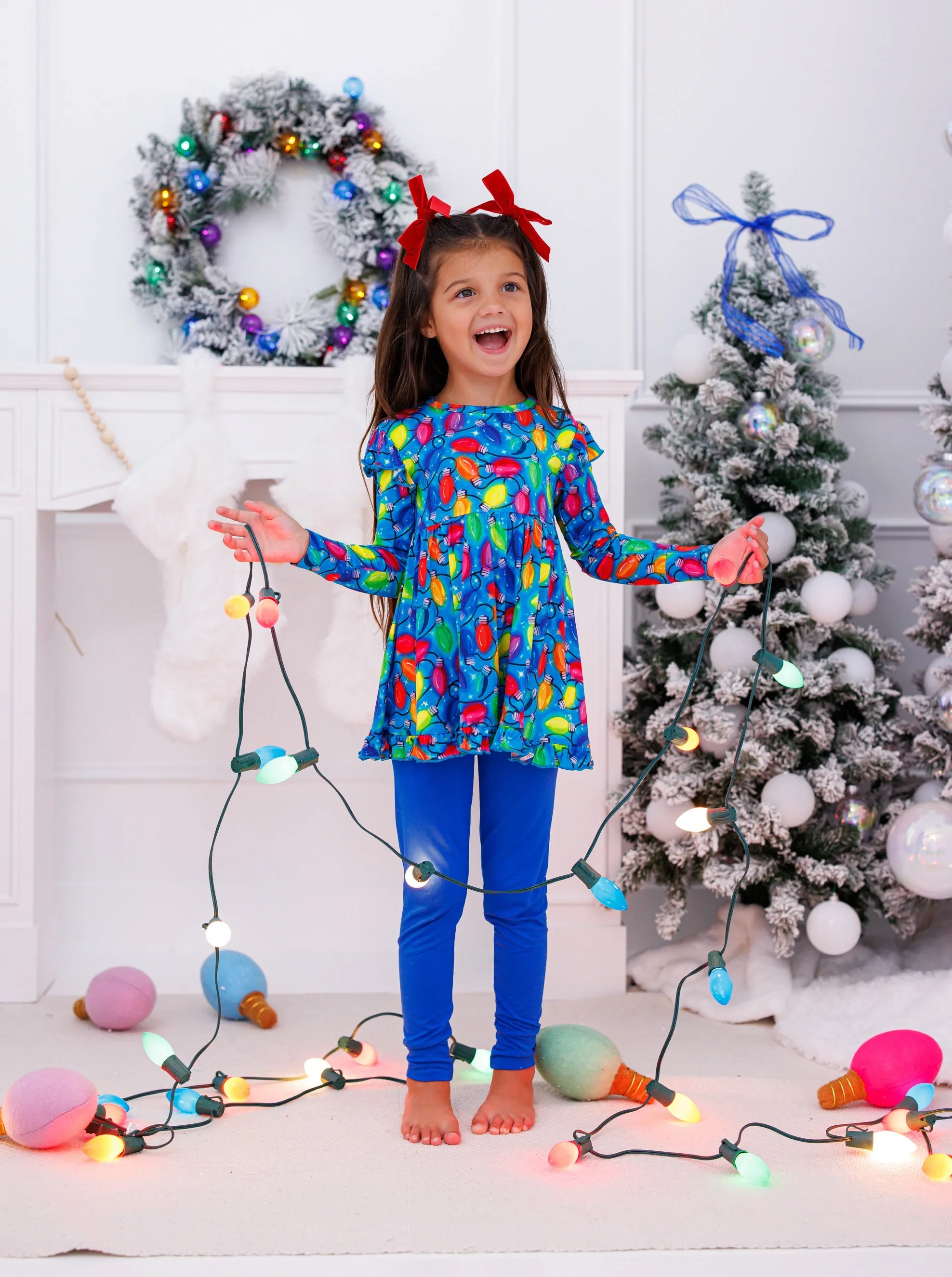 Birdie Bean Christmas Holiday Lights Lucas Peplum Set