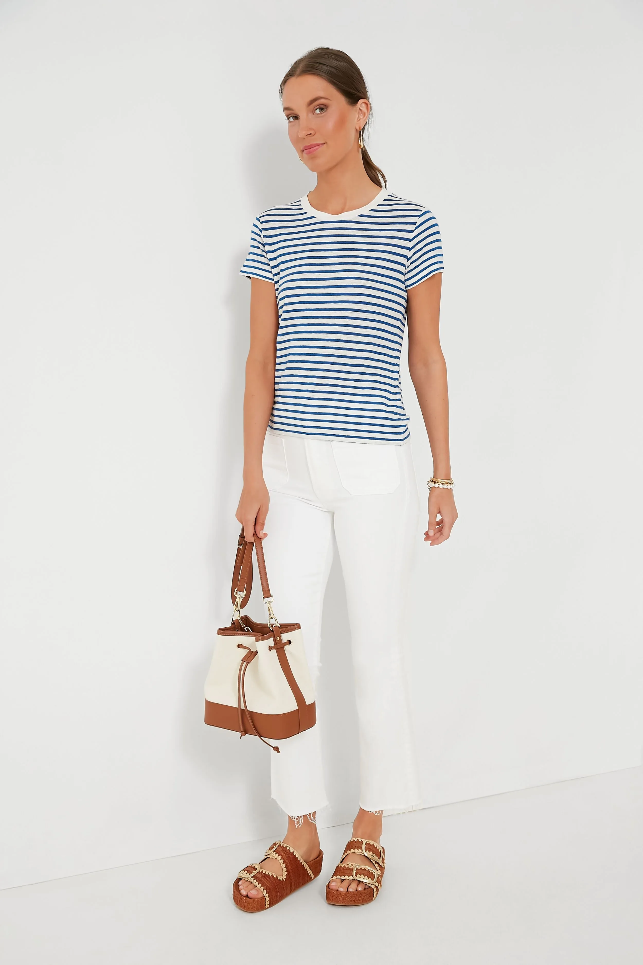 Blue and White Prospect Tee in Stripe