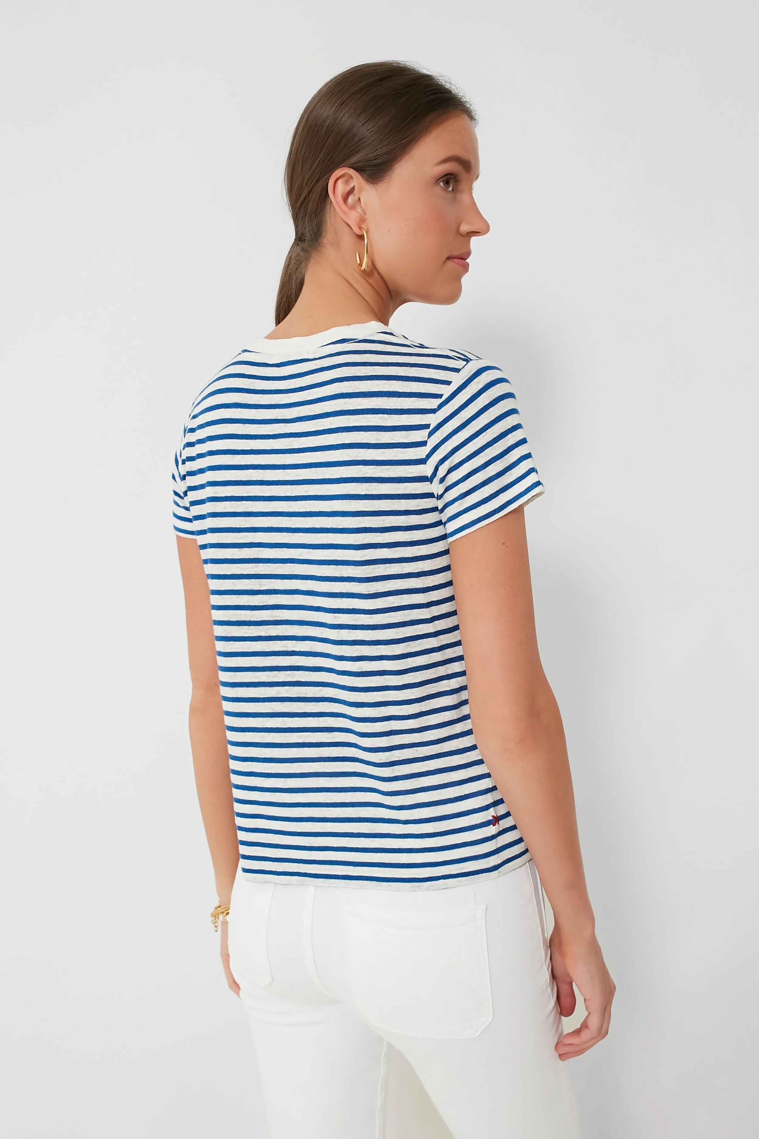 Blue and White Prospect Tee in Stripe