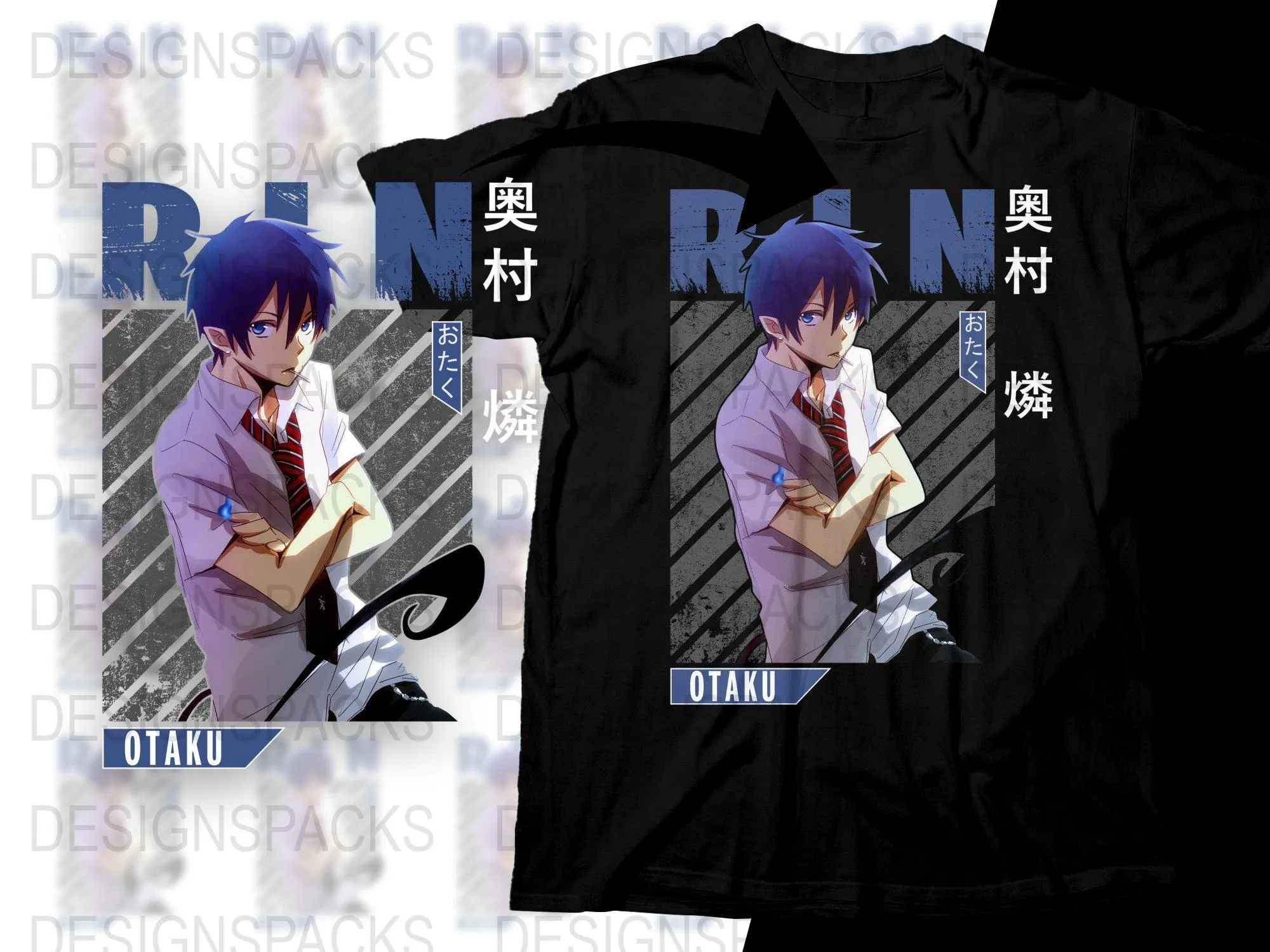 Blue Haired Anime Rin Stylish Design Png Digital Download