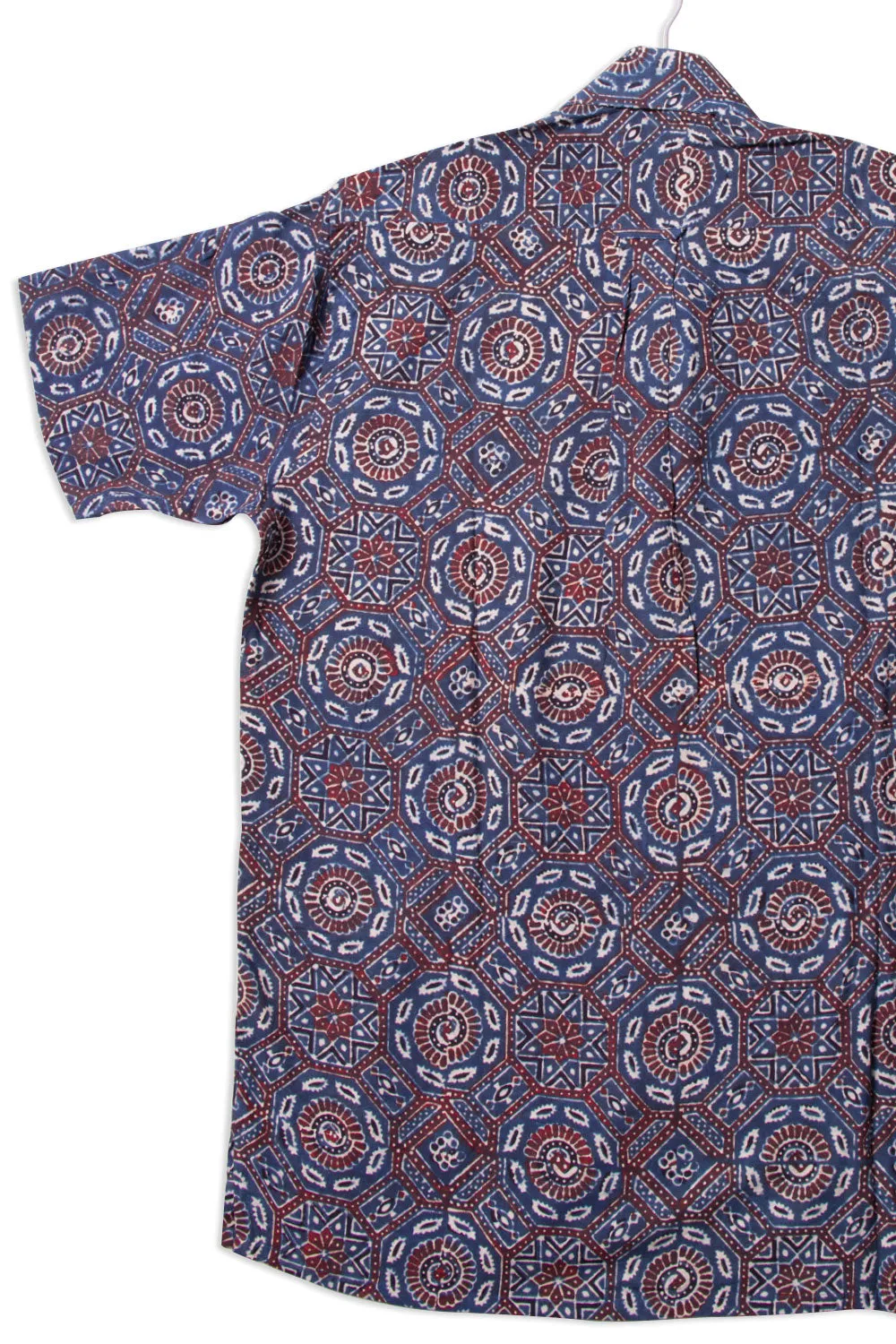 Blue Half Sleeve Ajrakh Printed Cotton Mens Shirt 10071095