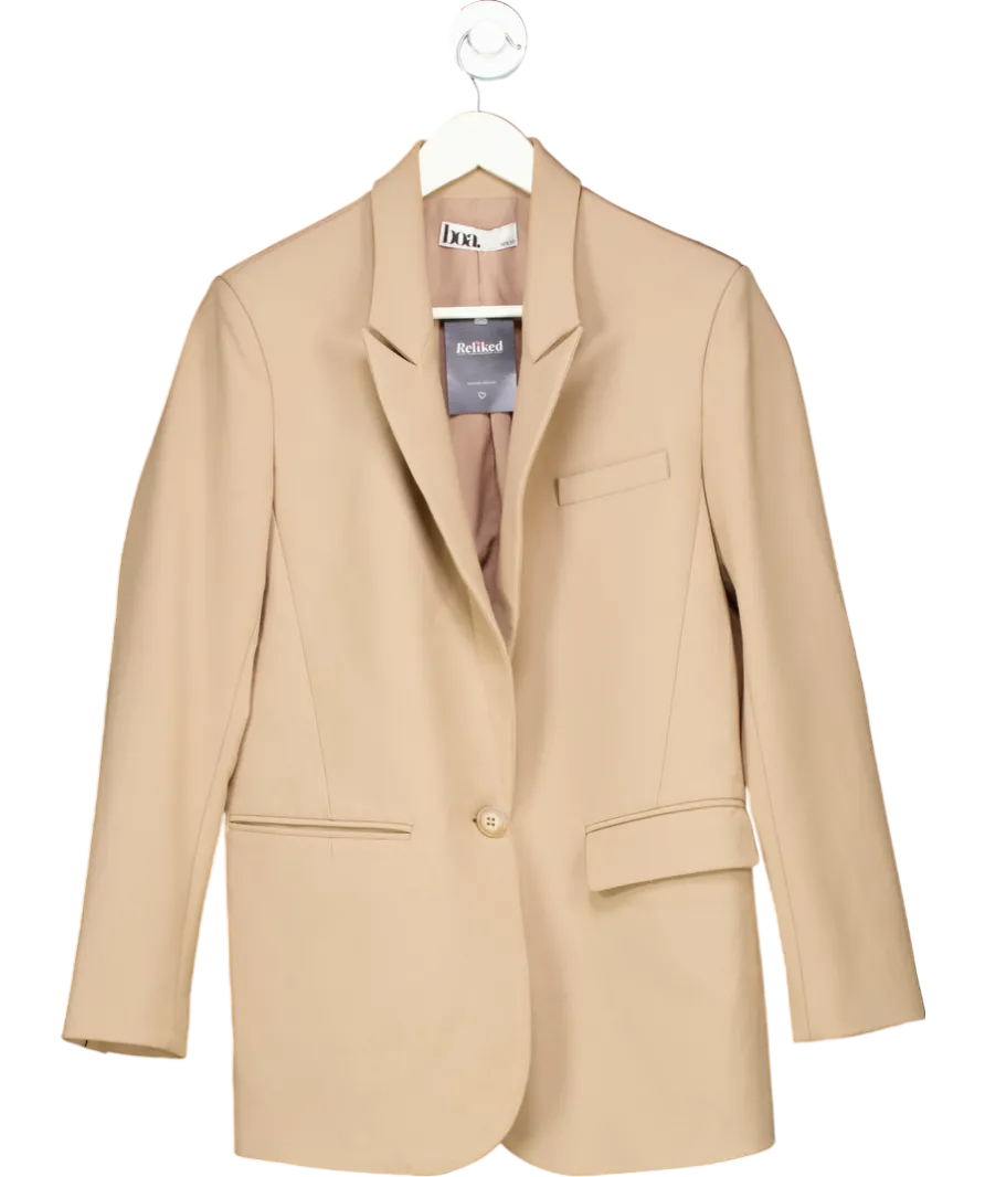 BOA Beige Relaxed Single Breasted Blazer UK XS