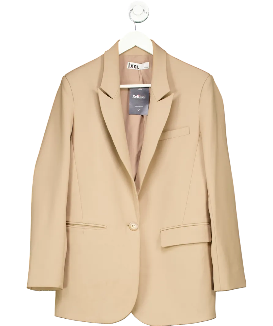 BOA Beige Relaxed Single Breasted Blazer UK XS