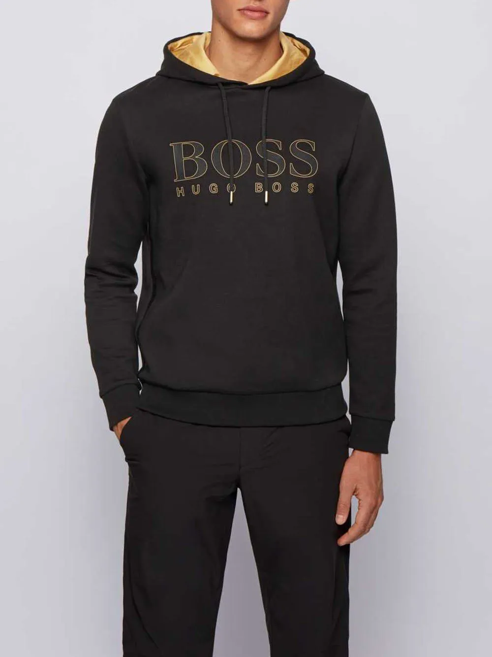 BOSS Logo Sweatshirt with Gold Lining Black