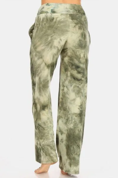 Buttery Soft Tie Die Drawstring Pants in Green