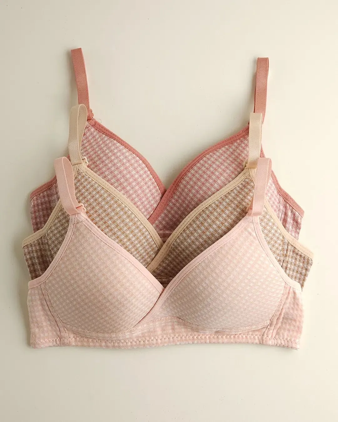 Check Design Daily wear Thin-Pad Non-Wire Bra