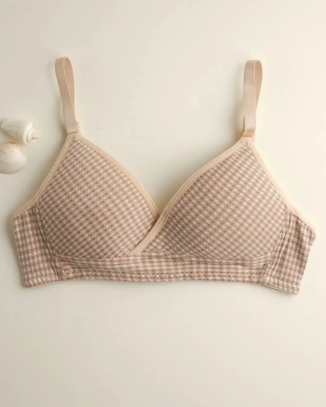 Check Design Daily wear Thin-Pad Non-Wire Bra