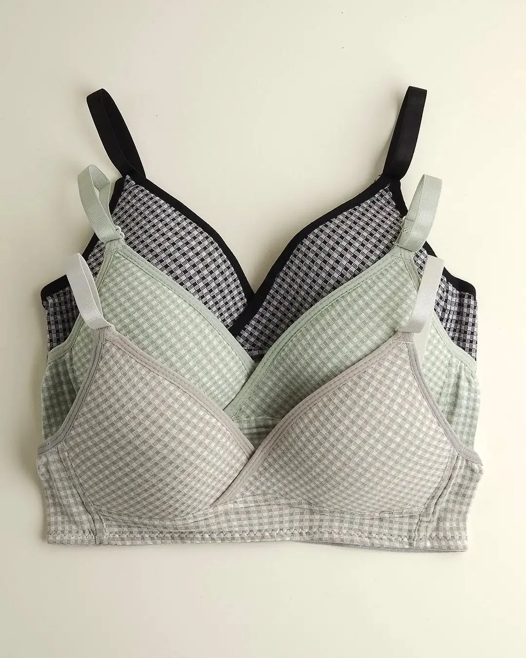 Check Design Daily wear Thin-Pad Non-Wire Bra