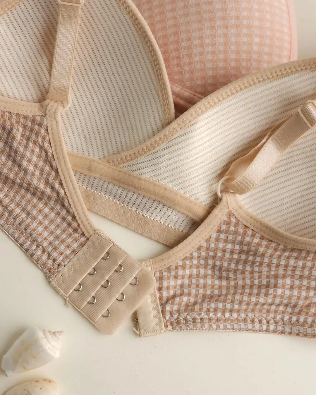 Check Design Daily wear Thin-Pad Non-Wire Bra