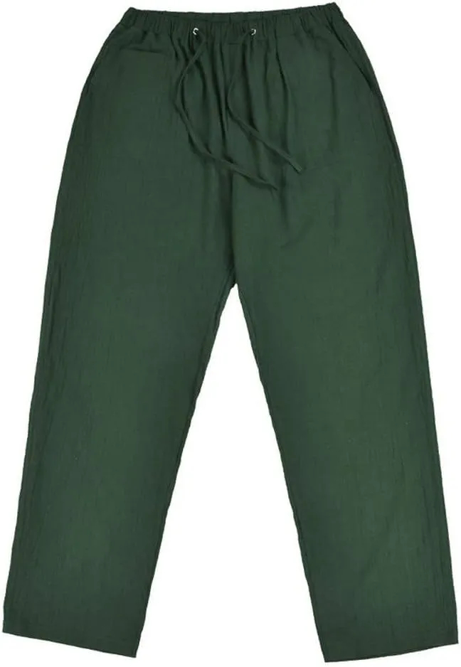 Chino Pants Mens Pants Relaxed Fit Summer Beach Trousers Cotton Linen Trouser Casual Lightweight Drawstring Yoga Pant