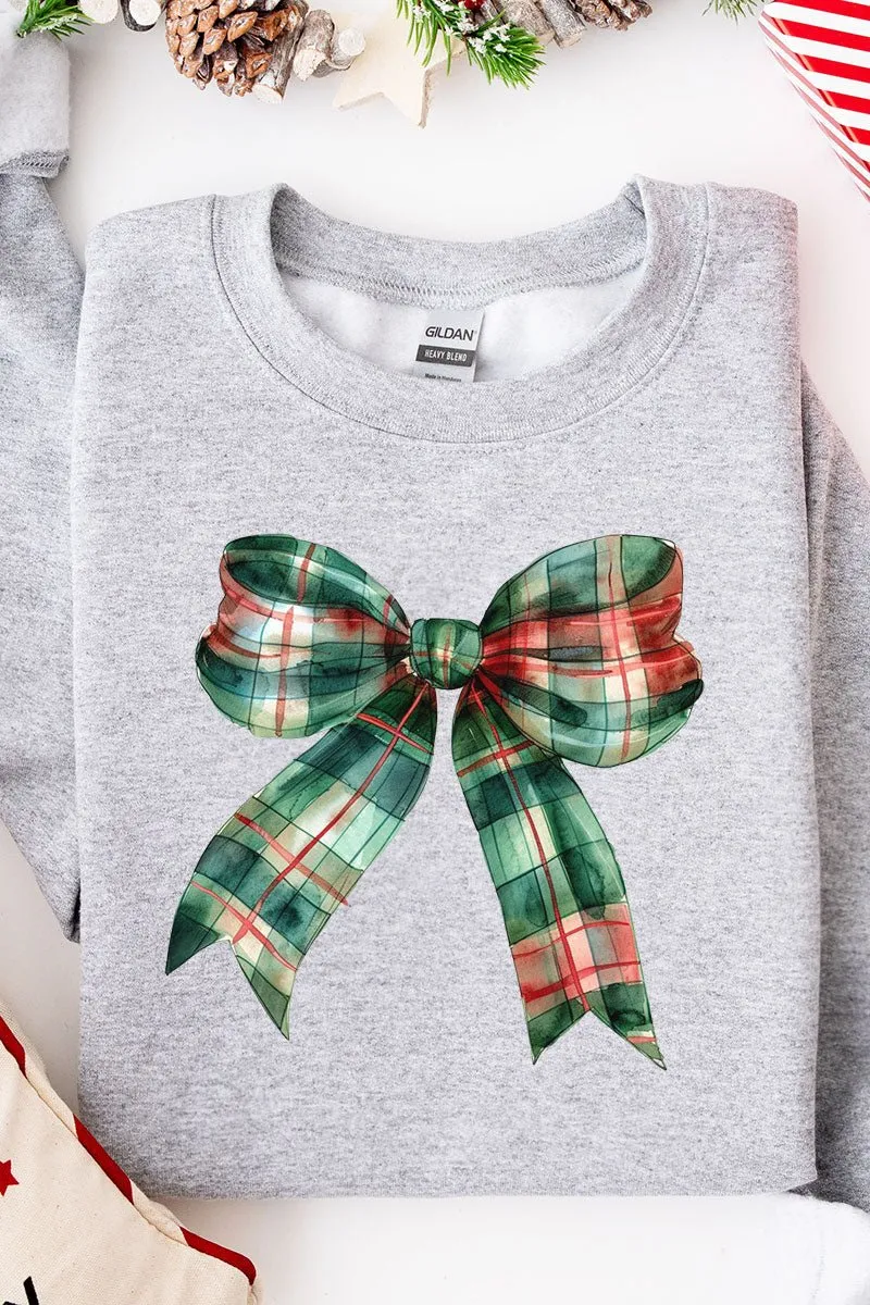 Christmas Plaid Coquette Bow Unisex NuBlend Crew Sweatshirt