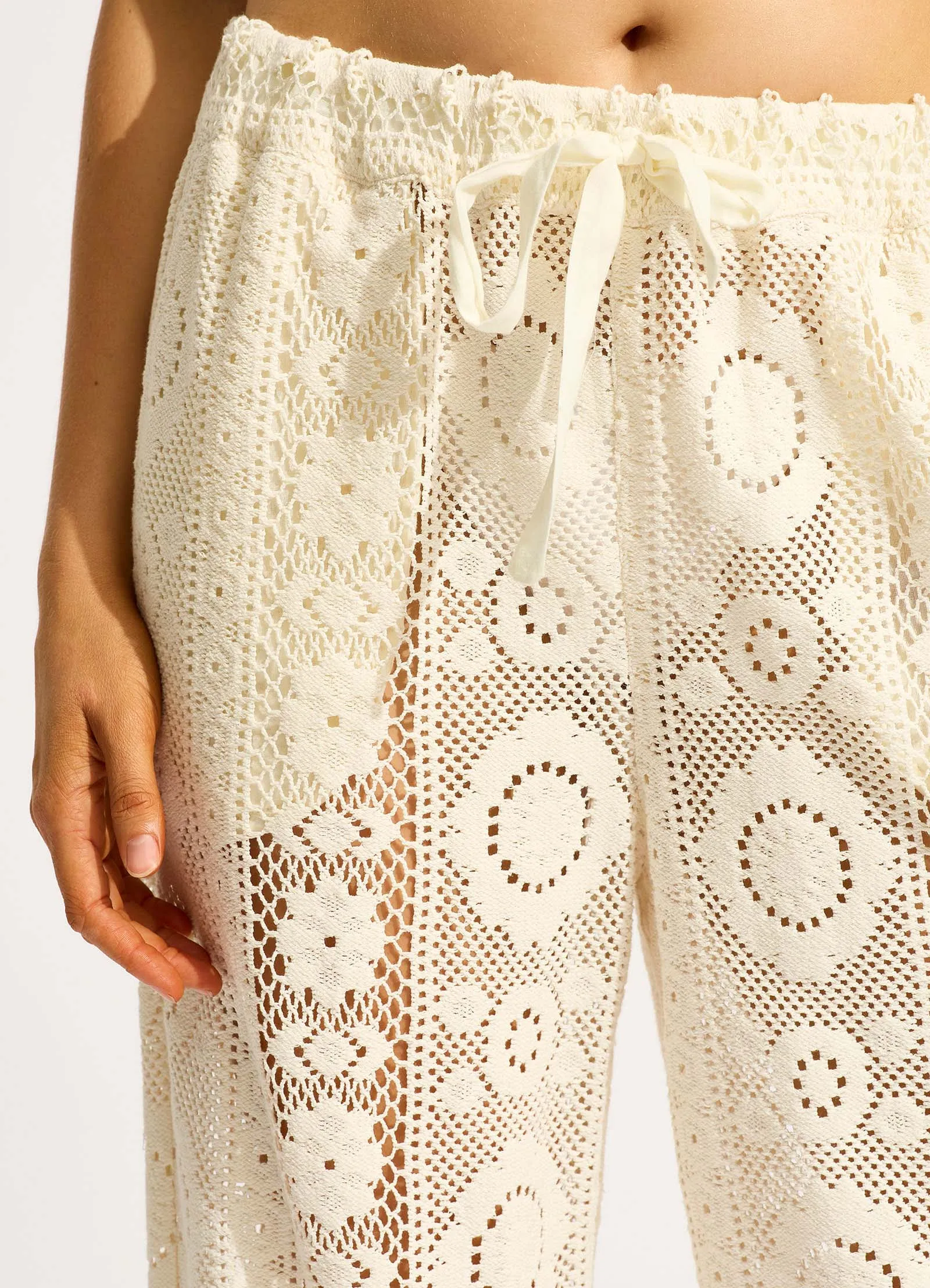 Corfu Crochet Pant - Ecru