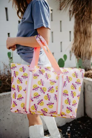 Cowgirl Hat Happy Face Tote Bag