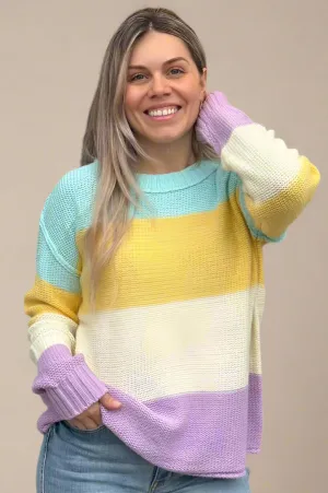 Crewneck Knit Long Sleeve Top Yellow
