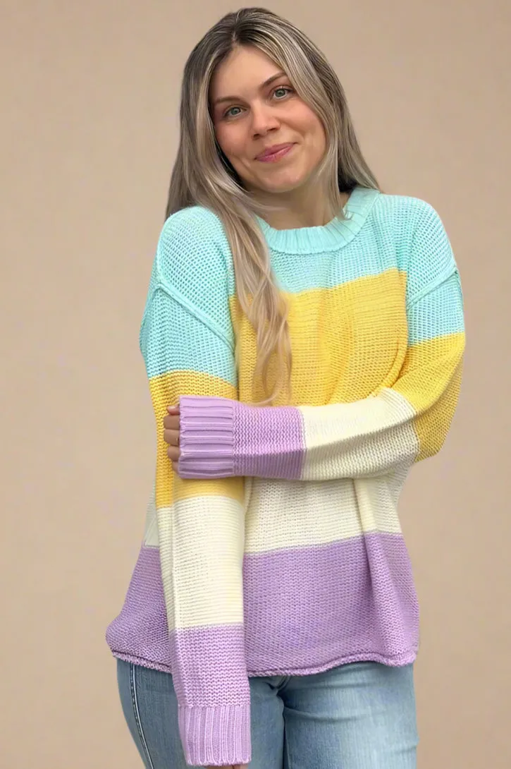 Crewneck Knit Long Sleeve Top Yellow