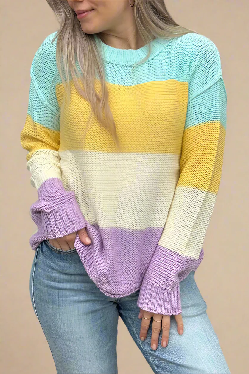 Crewneck Knit Long Sleeve Top Yellow