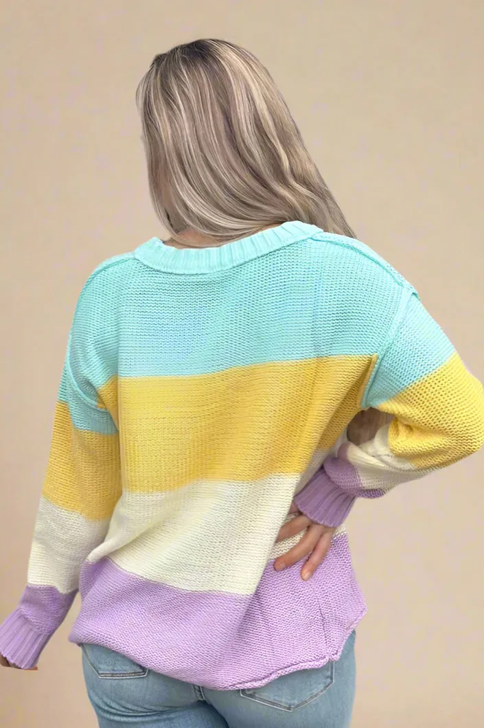 Crewneck Knit Long Sleeve Top Yellow