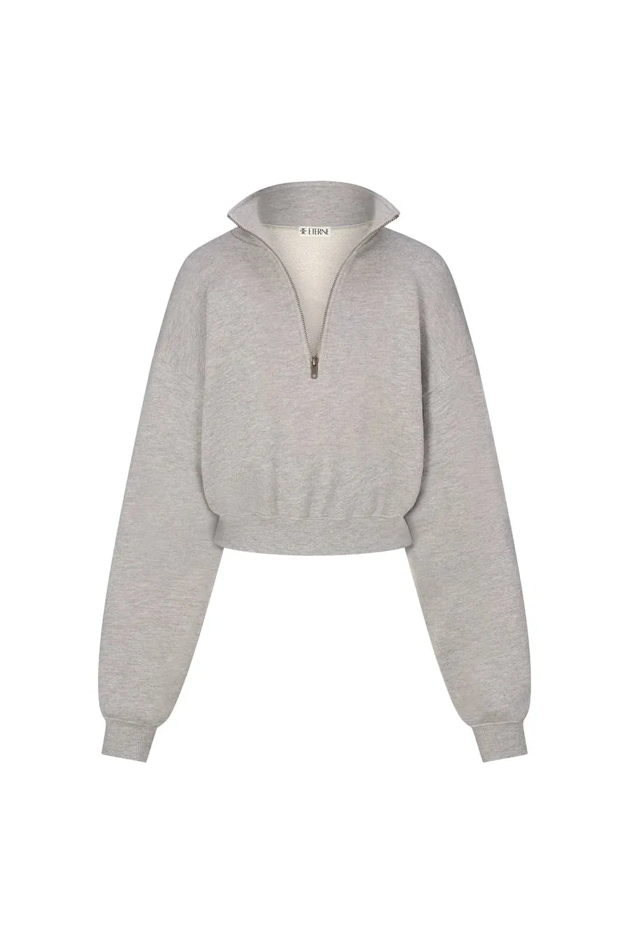 Cropped Half-Zip Sweatshirt - Grey