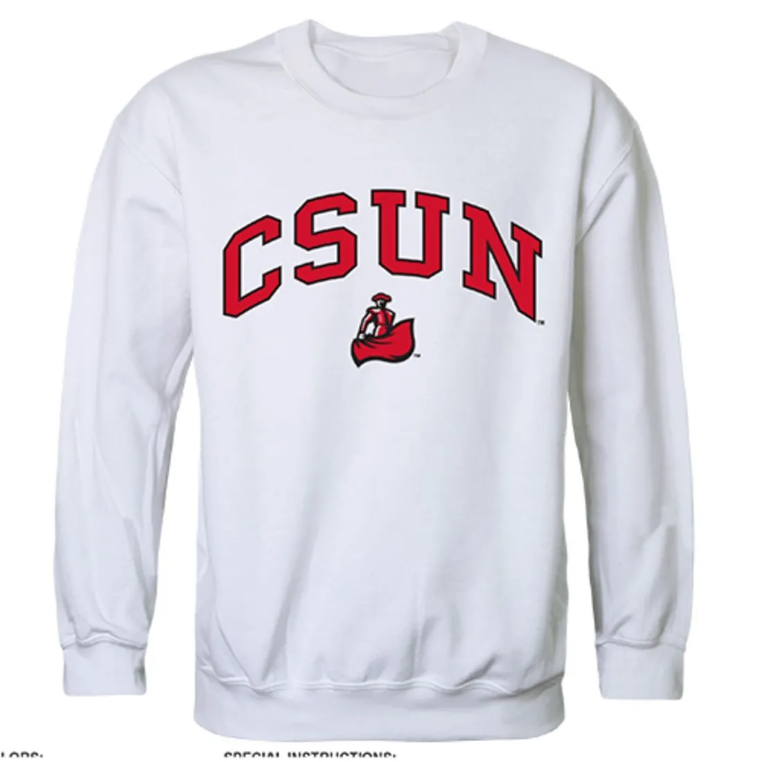 CSUN California State University Northridge Campus Crewneck Pullover Sweatshirt Sweater White