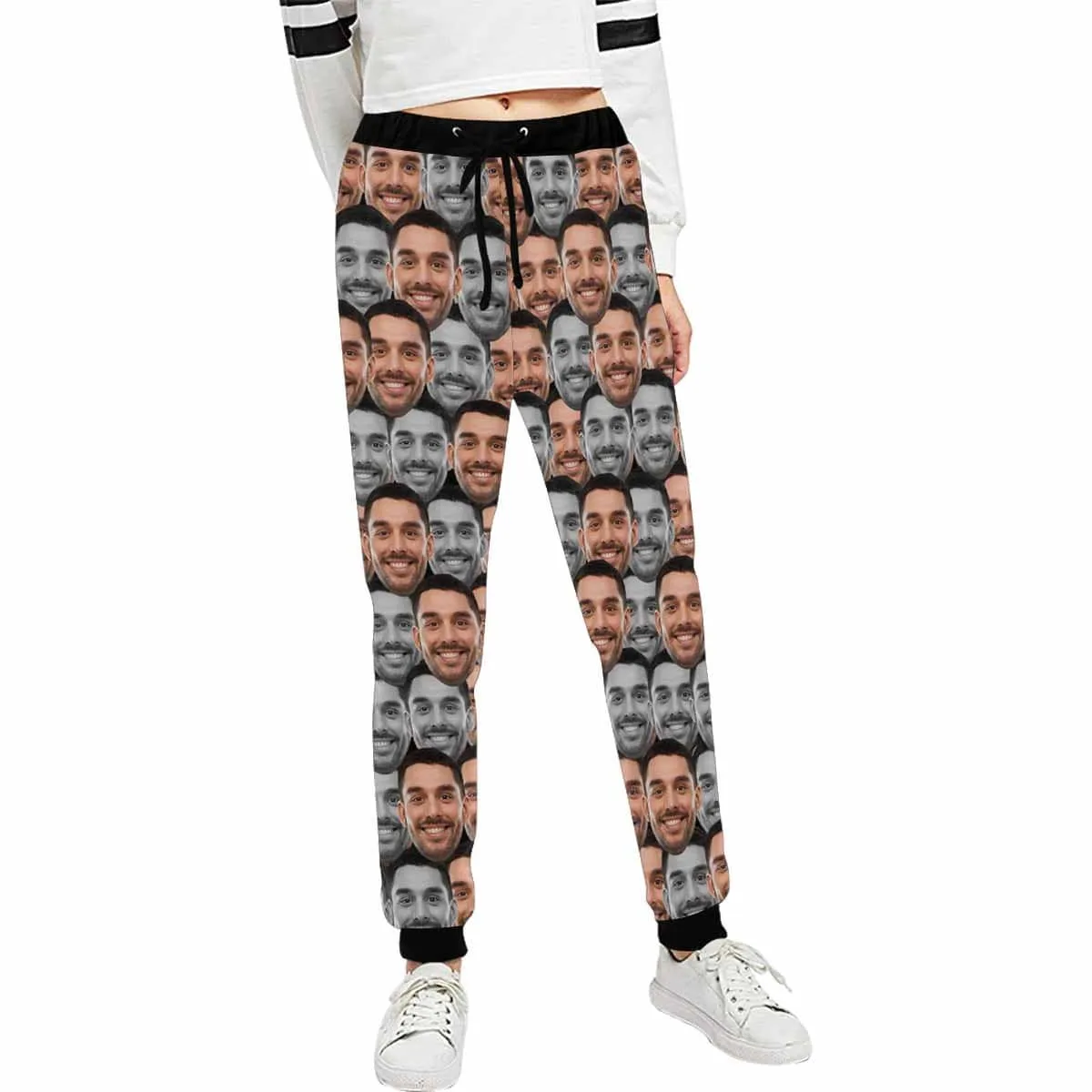 Custom Face Sweatpants Splice Unisex Personalized Closed Bottom Casual Joggers
