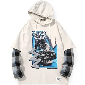 Cyberpunk Fake Two Piece Spliced Hoodies