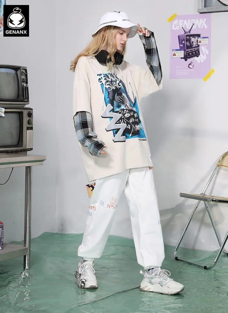 Cyberpunk Fake Two Piece Spliced Hoodies