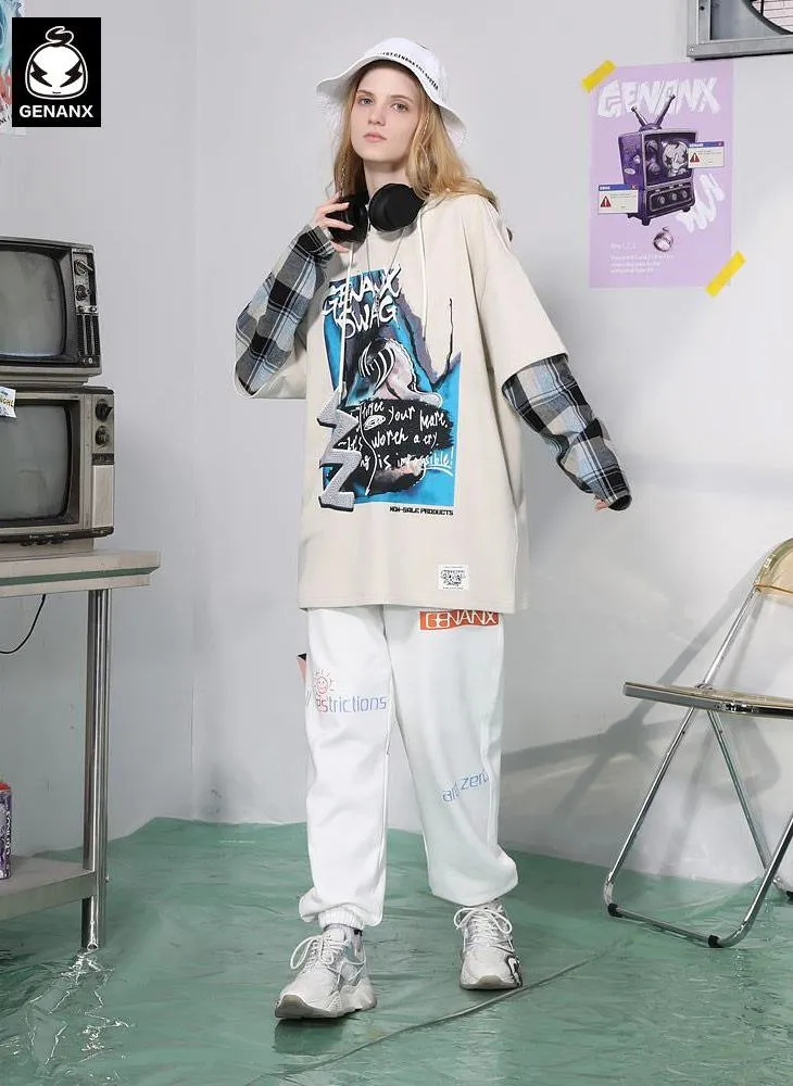 Cyberpunk Fake Two Piece Spliced Hoodies