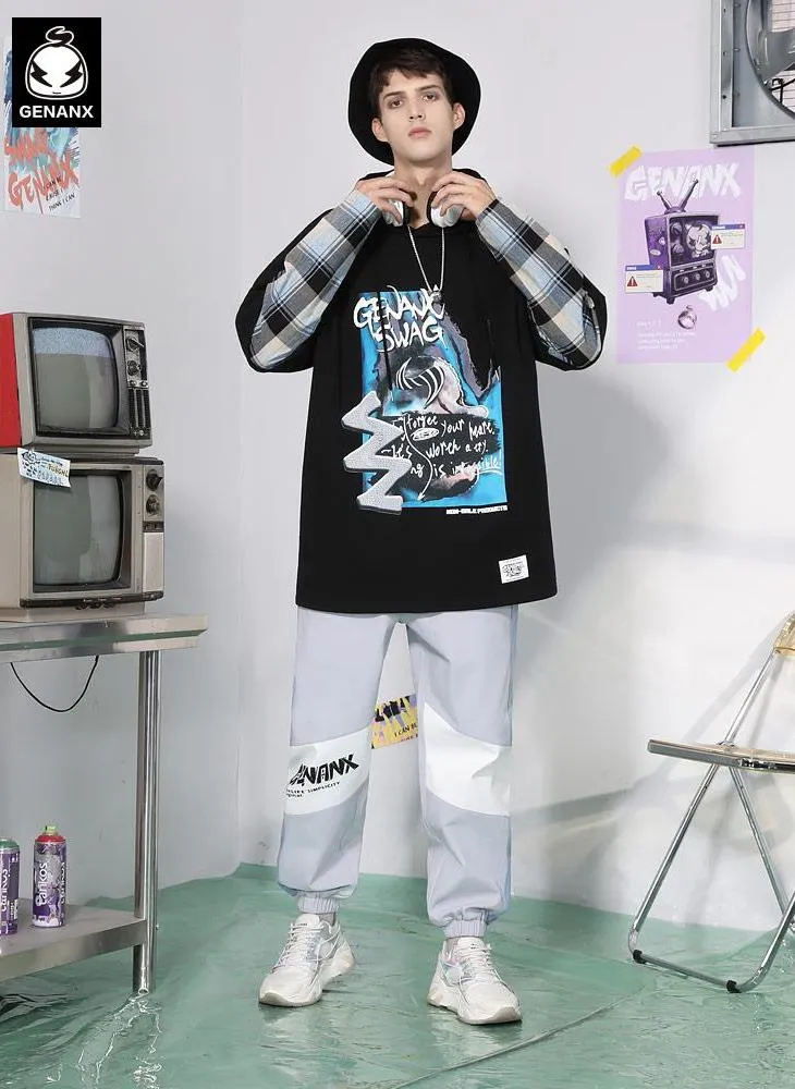 Cyberpunk Fake Two Piece Spliced Hoodies