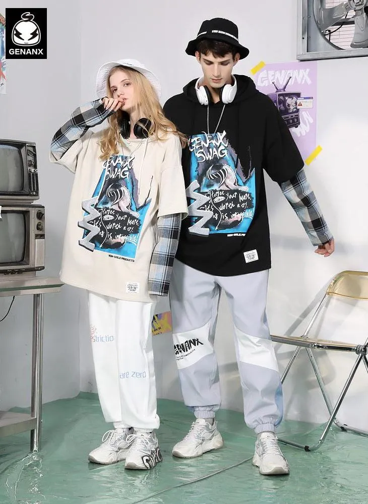 Cyberpunk Fake Two Piece Spliced Hoodies