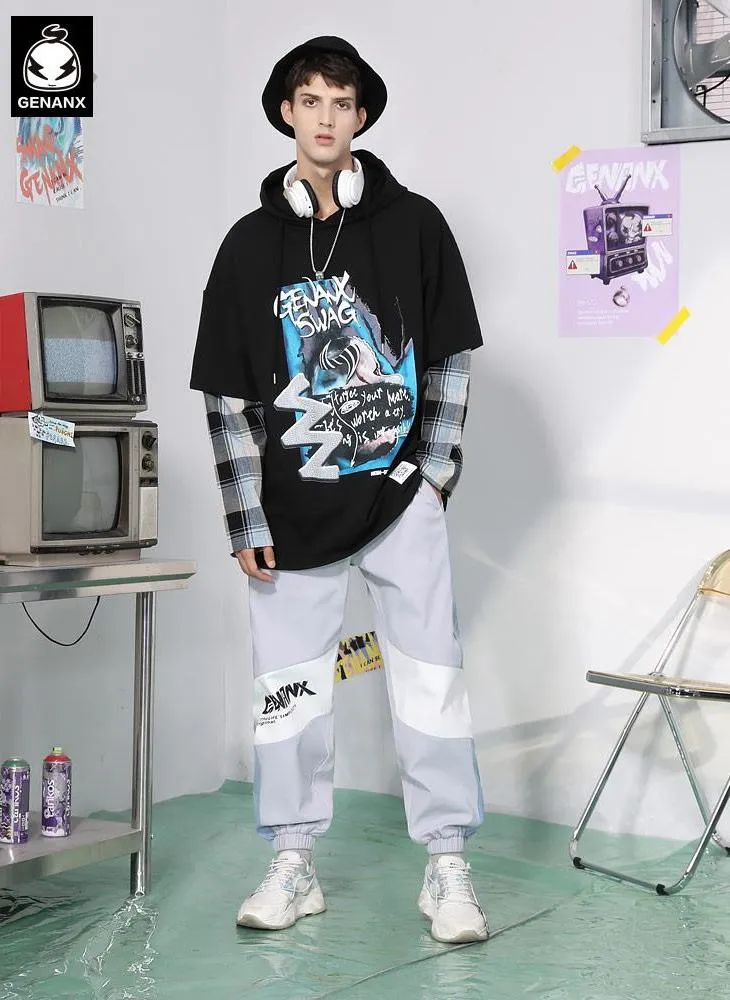 Cyberpunk Fake Two Piece Spliced Hoodies