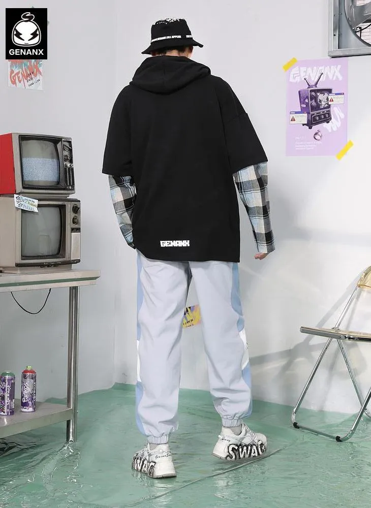 Cyberpunk Fake Two Piece Spliced Hoodies