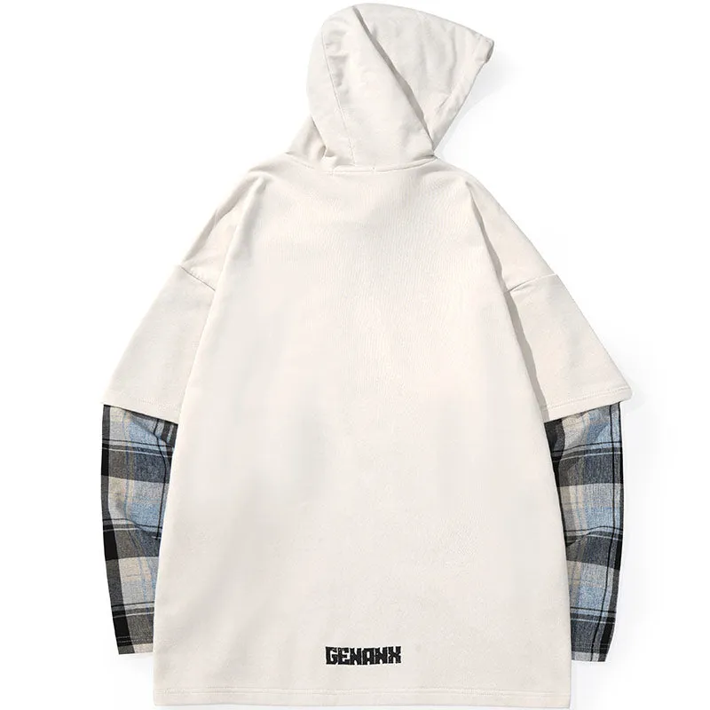 Cyberpunk Fake Two Piece Spliced Hoodies