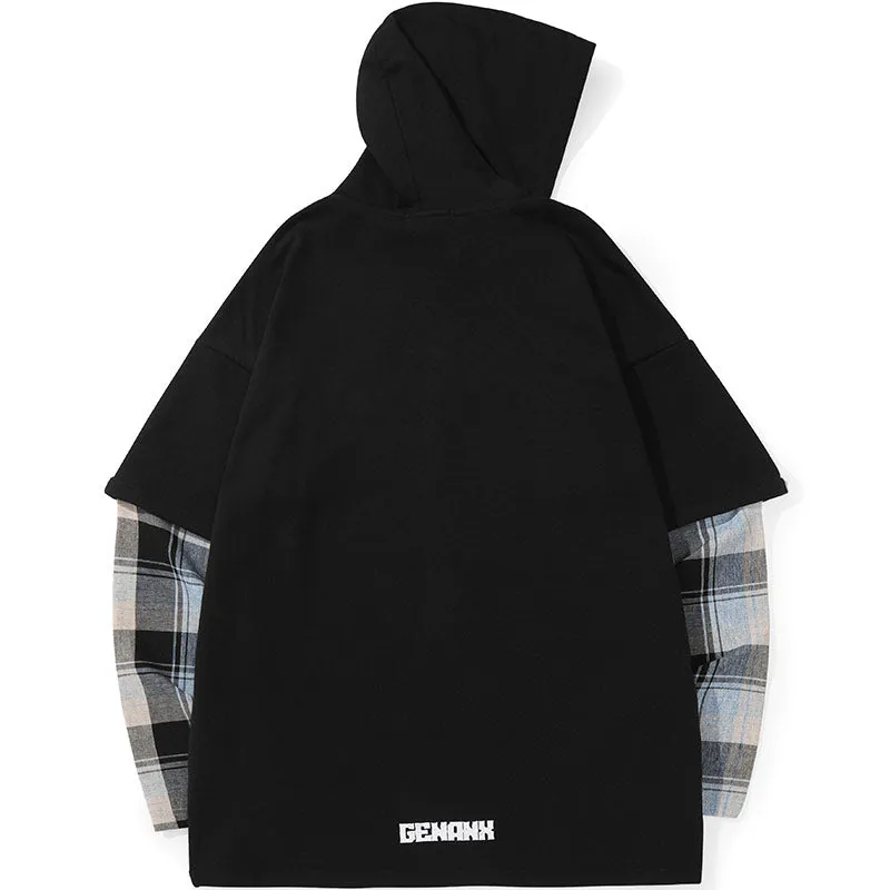 Cyberpunk Fake Two Piece Spliced Hoodies