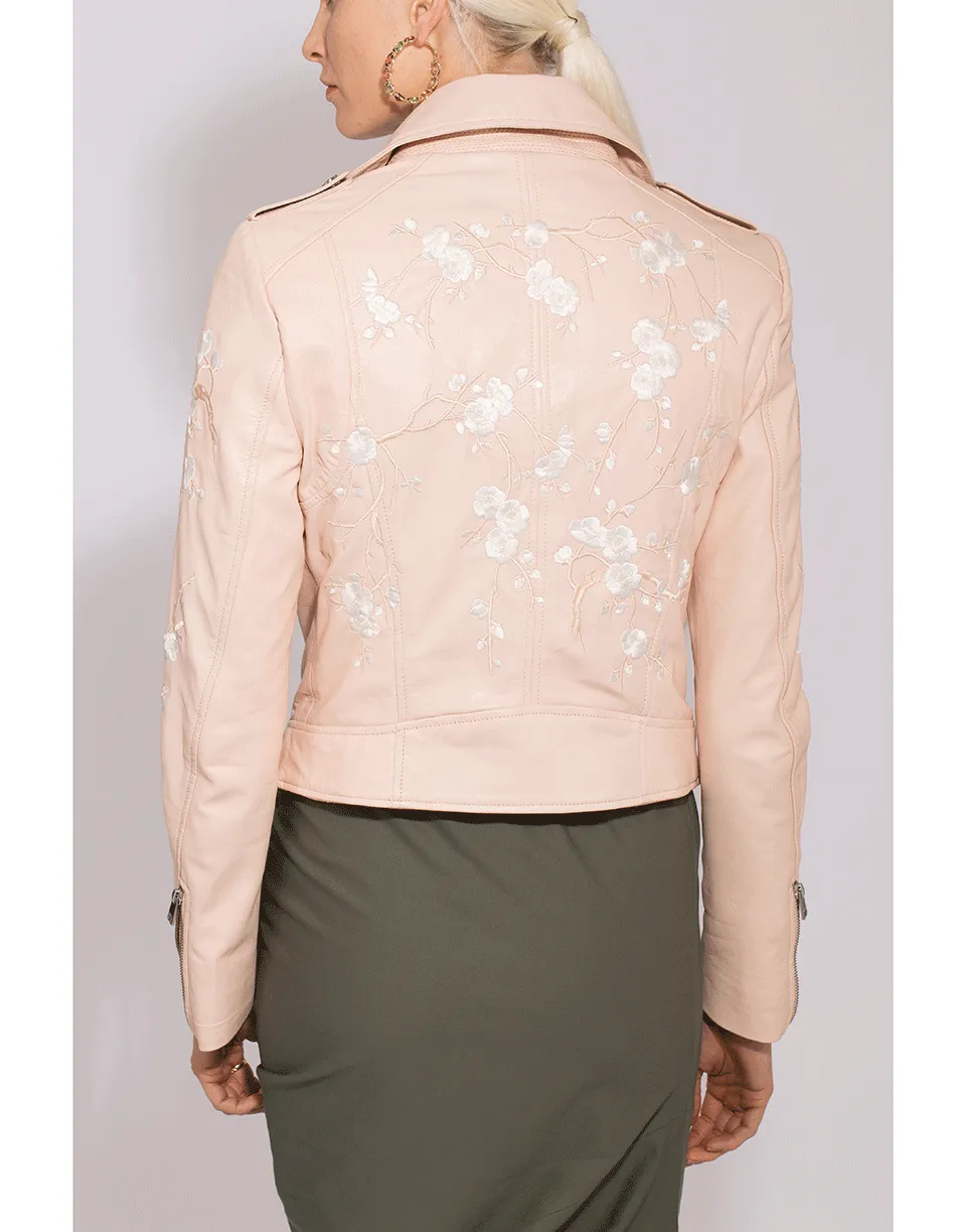 Donna Floral Leather Jacket