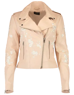 Donna Floral Leather Jacket