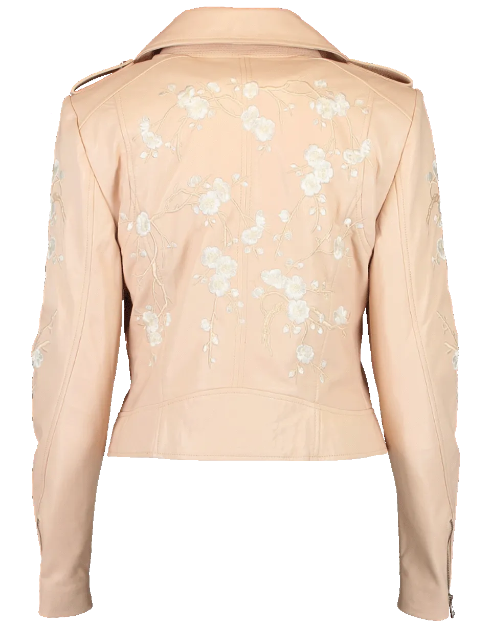 Donna Floral Leather Jacket