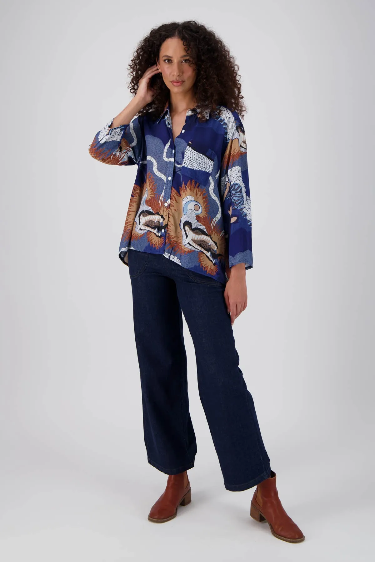 Festival Shirt Blue in Viscose